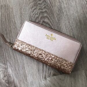Kate Spade Neda Glitter Greta Cityscape Wallet Blush Pink